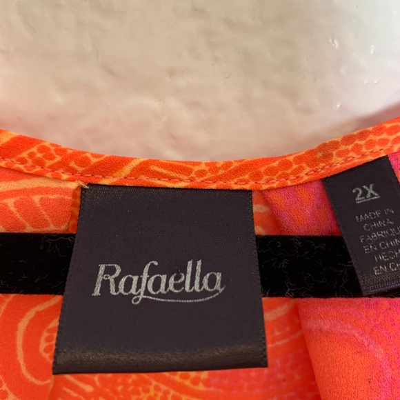 Rafaella Chiffon Hi Lo Blouse 2X Semi Sheer Geometric Print Multicolor - Picture 3 of 12